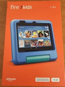 New! Amazon Fire 7 Kids tablet (newest model) 16GB Blue - Picture 1 of 3