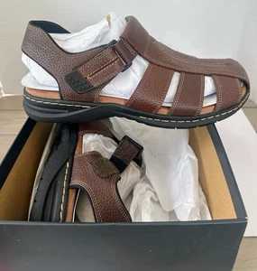 Dr. Scholls Gaston Leather Strap Sandals Mens Sz 10 Briar Brown Fishermen New - Picture 1 of 5