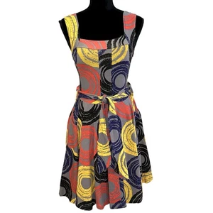 Effie’s Heart Mod Cloth Dolce Vita Retro Abstract Circle Print Dress Size Small - Bild 1 von 12