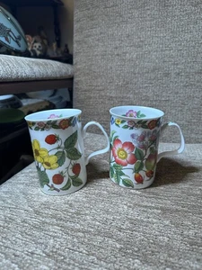 Roy Kirkham/ 2 Fine China Mugs/ Botanical Flowers - Picture 1 of 3