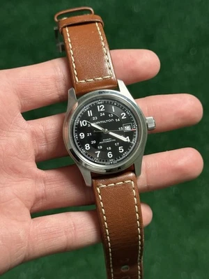 Reloj Hamilton Khaki Field Hombre Negro Automático Funcionamiento Foto 1 de 4