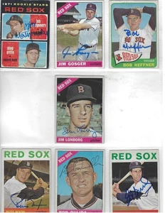 LOTE DE 7 TARJETAS DE BÉISBOL FIRMADAS A MANO BOSTON RED SOX LEGENDS (AÑOS 60) - Imagen 1 de 1