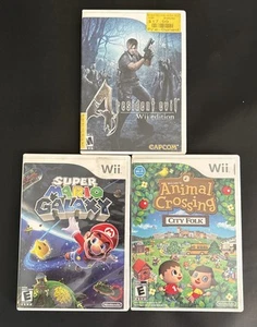 Nintendo Wii Spiele Animal Crossing City Folk Super Mario Galaxy Resident Evil 4  - Bild 1 von 6
