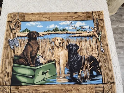 Vintage Springs Industries Hunting Dogs / A Dogs Life Quilt Cotton Fabric Panel - Image 1 of 4