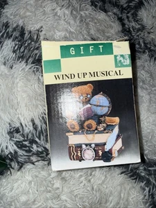 Vintage Teddybär Aufzieh Musical - Bär mit Büchern und Globus - Bild 1 von 2