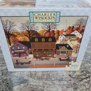 Charles Wysocki Valley Farm Street 1000 PC Puzzle Hasbro MB NIB NEW SEALED 2007 - Picture 1 of 2