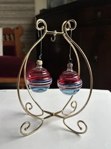 Rare Vintage Unsilvered Christmas Ornaments Atomic Red White & Blue Premiere? - Picture 1 of 9