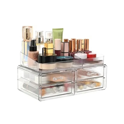 Organizador de Maquillaje Apilable con Cajones Transparentes, Perfecto para Almacenamiento en Hogar Foto 1 de 4