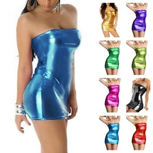 Sexy Women's Leather Tube Dress Flattering Fit Perfect for Evening Events - Picture 1 of 21