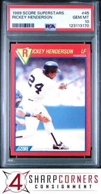 1989 SCORE SUPERSTARS #45 RICKEY HENDERSON YANKEES HOF PSA 10 - Image 1 of 2