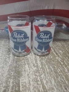 Pabst Blue Ribbon Beer Glasses 12 ounces each Set of 2 Vintage - Picture 1 of 3