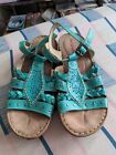 Moshulu Pretty Jade Green Leather Strappy Sandals, size 5 38