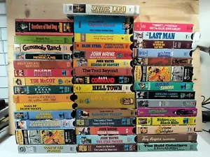Western Movies Lot of 40 VHS Tapes. John Wayne, many others, PLUS 3 DVDs, MORE!! - Picture 1 of 5