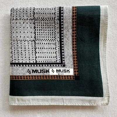 Handkerchief VTG  Gray Cotton Geometric Square Pattern Classic Pocket Square 18" - Image 1 of 3