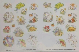 Aktuelle Stickerbögen Frohe Wiesen Vintage 1990 niedliche Frühlingsblume Tier Landhaus - Bild 1 von 8