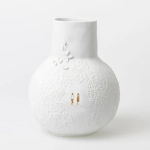 Ruote vaso storie quadri passeggiata parco vaso fiori vaso porcellana bianco H25cm - Foto 1 di 4