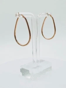 Solid 14k Rose Gold Fancy Oval Earring with Box (From Italy) G-5055 - Picture 1 of 6