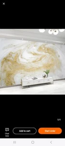 3D Gold/White Wallpaper Wall Print Wall Wallpaper Murals Need Adhensive Glue - Picture 1 of 6