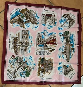 Vintage Key London sites scarf - hand printed, 100% acetate twill, Made in Japan - Picture 1 of 2