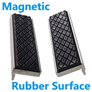 MAGNETIC VICE JAWS PAIR ENGINEERS BENCH VICE RUBBER GRIP SOFT PADS 4" 100mm - Picture 1 of 3