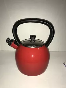 Copco Stainless Steel Tea Kettle Red With Black and Silver Vintage - Picture 1 of 6
