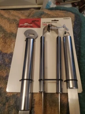 Master Forge 3 Pc Prestige Stainless Steel Tool Set For BBQ Grill Cooking Nice! - Image 1 of 2