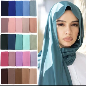 CHIFFON Maxi Plain Hijab Ladies Long Scarf Shawl Wrap Sarong Best Quality 180x80 - Picture 1 of 61