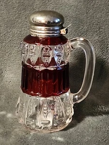Thompson Glass Ruby SYRUP PITCHER TORPEDO FISHEYE 1889 EAPG RARE - Picture 1 of 5