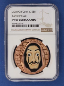 2018 Cook Islands Silver Proof $5 coin "Salvatore Dali" NGC PF69 with COA - Picture 1 of 4
