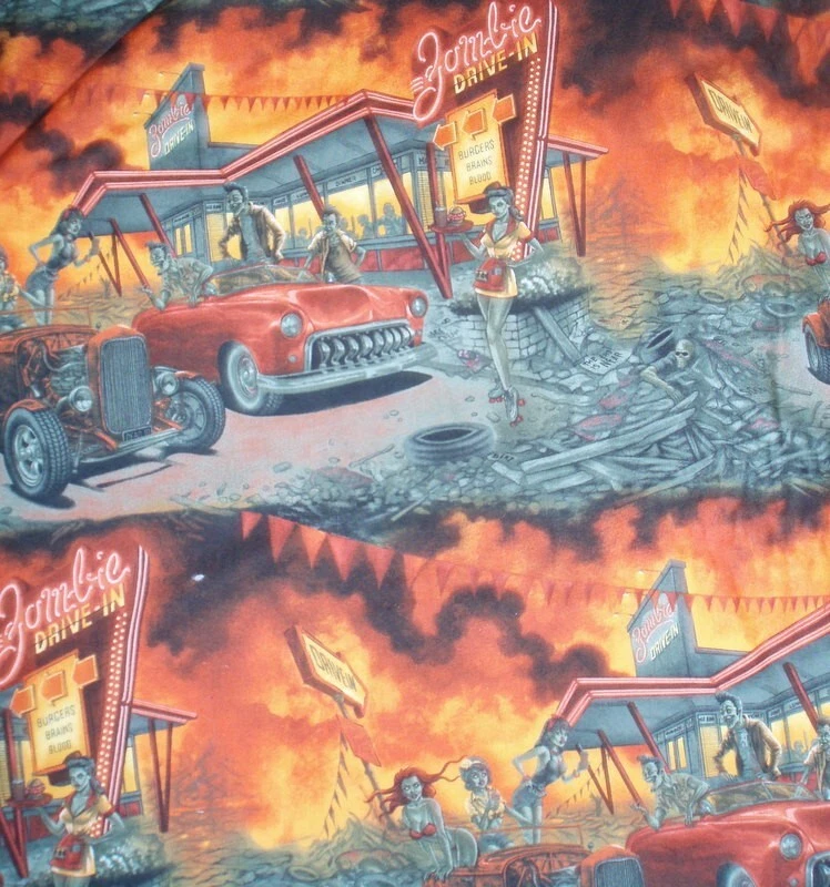 Zombie Drive In Alexander Henry  fabric 16 inch piece - Image 1 of 1