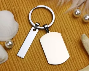 Custom Photo Dog Tag Keychain Engraving Date/Text Personalized Keychain for Gift - Picture 1 of 7