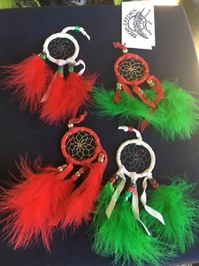 Christmas Tree Ornaments Hand Made Native American Dream Catchers - Picture 1 of 9