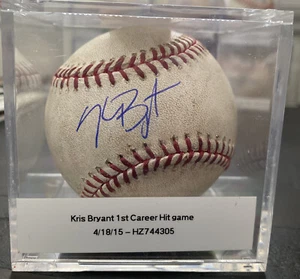 Kris Bryant Cubs Rockies OMLB Game Used Baseball 1st Career Hit Game AUTO JSA - Picture 1 of 6