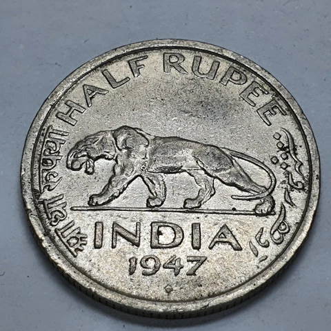India British Half Rupee 1947 Bombay Mint Coin 03131 Cover