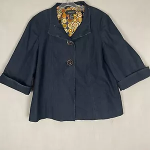 Giacca blazer denim Focus 2000 16 bottoni grandi colletto manica 3/4 - Foto 1 di 16