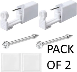 2 Pk Disposable Sterile Nose Piercing Kit Tool with Stud Painless Jewellery Ear - Picture 1 of 7
