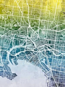 Póster - Mapa de Melbourne, calles abstractas modernas de la ciudad, 4 tamaños - Imagen 1 de 25
