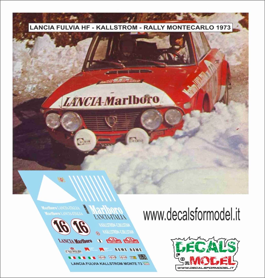 DECALS 1:43 LANCIA FULVIA HF KALLSTROM RALLY MONTECARLO 1973 - Immagine 1 di 1