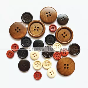 10MM-38MM 10PCS 4-HOLE WOOD ROUND BUTTONS FOR CLOTHING SEWING CRAFTS DIY - Picture 1 of 9