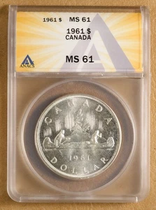 1961 Kanada Silber Dollar ANACS MS61 - Bild 1 von 2