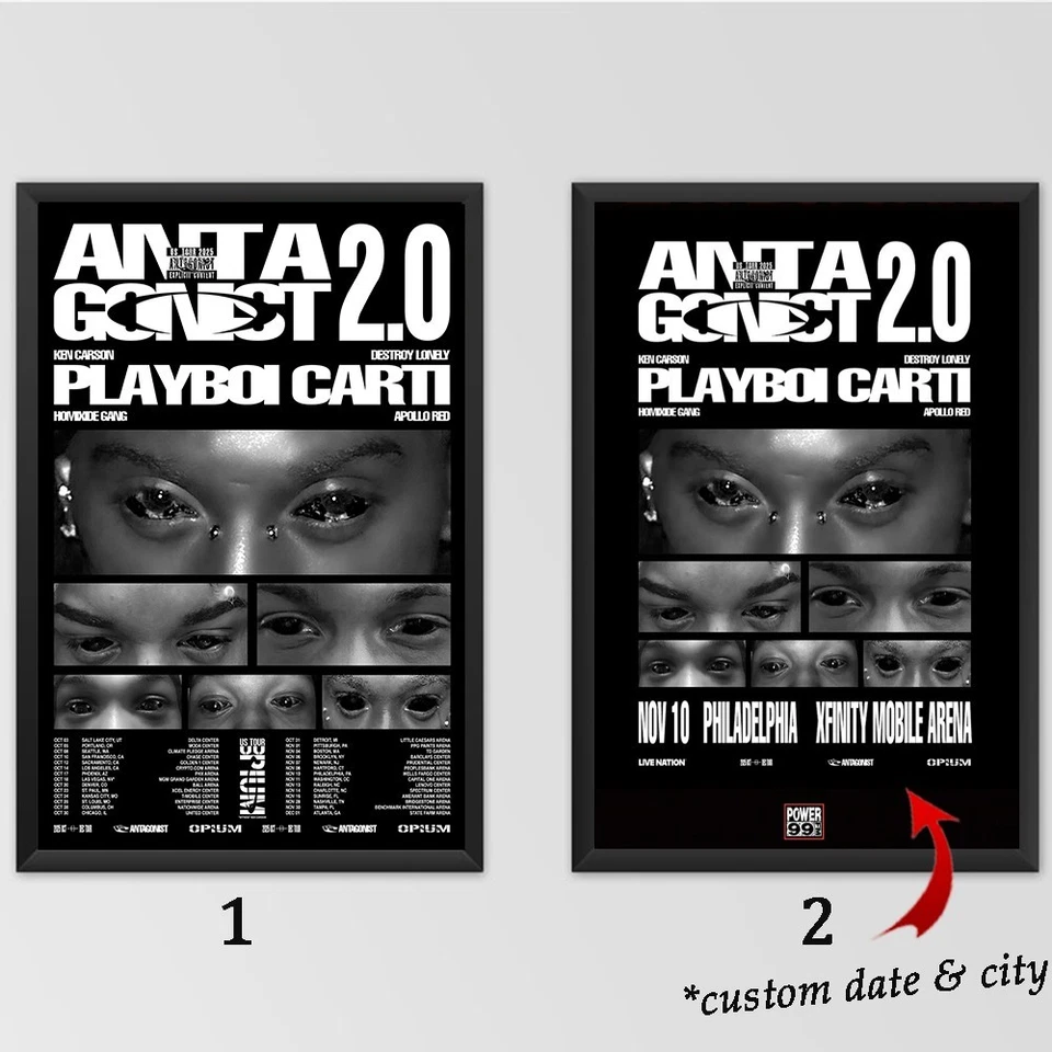 Playboi Carti 2025 – Antagonist 2.0 Tour Poster