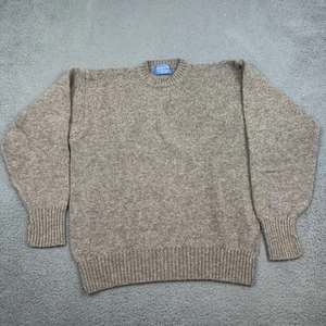 Vintage Pendleton Sweater Mens Large Brown Shetland Wool Crew Neck Pullover - Picture 1 of 10