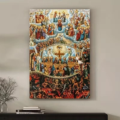 Wooden Frame Canvas Final Judgment Wall Art with Vibrant Religious GOD - 24 X 36 - Image 1 of 3