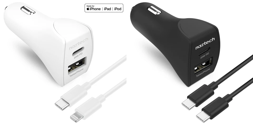 Naztech 20W USB-C PD+12W USB Car Charger Made for USB-C and Apple Devices - Image 1 of 1