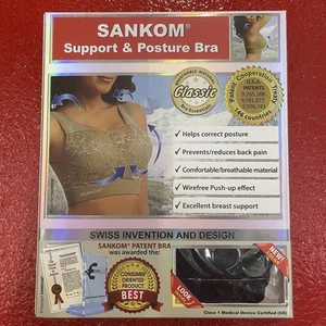Sankom support and posture bra with lace BLACK yoga fitness wear size S - M NEW - Picture 1 of 6