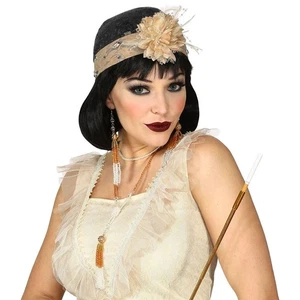 Set accessori costume Charleston anni 20 30 con capelli, collo e orecchini - Foto 1 di 3