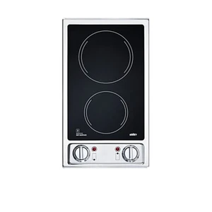 Summit CR2B120 Black/Stainless Steel 12"W 2 Burner Electric Cooktop - Picture 1 of 3