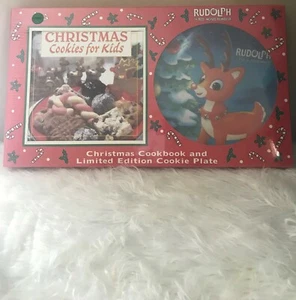 Piatto ricordo biscotti Rudolph la renna dal naso rosso + libro ricette biscotti bambini - Foto 1 di 4