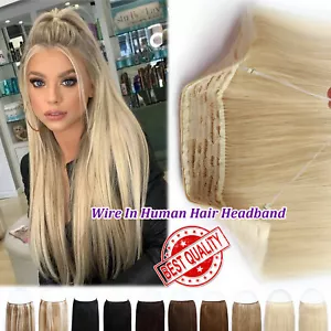 Thick 7A+ Hidden Wire In 100% Real Remy Human Hair Extensions One Piece #BLONDE - Picture 1 of 40