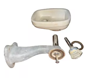 Vintage Wall Mounted Crane Thurstend Porcelain Wall Water Drinking Fountain Sink - Picture 1 of 5